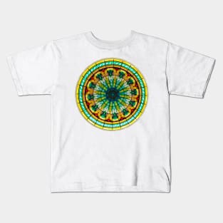 Colorful Round Stained Glass Multicolor Mosaic Kaleidoscope Kids T-Shirt